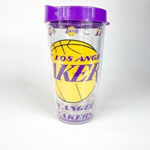 Tritan Los Angeles Lakers Plastic Travel Tumbler Cup 16 Oz Purple Lid Logo NBA